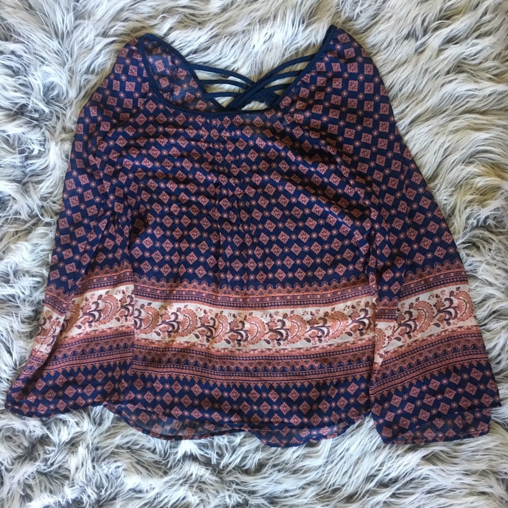 Patterned Flowy Chiffon Shirt